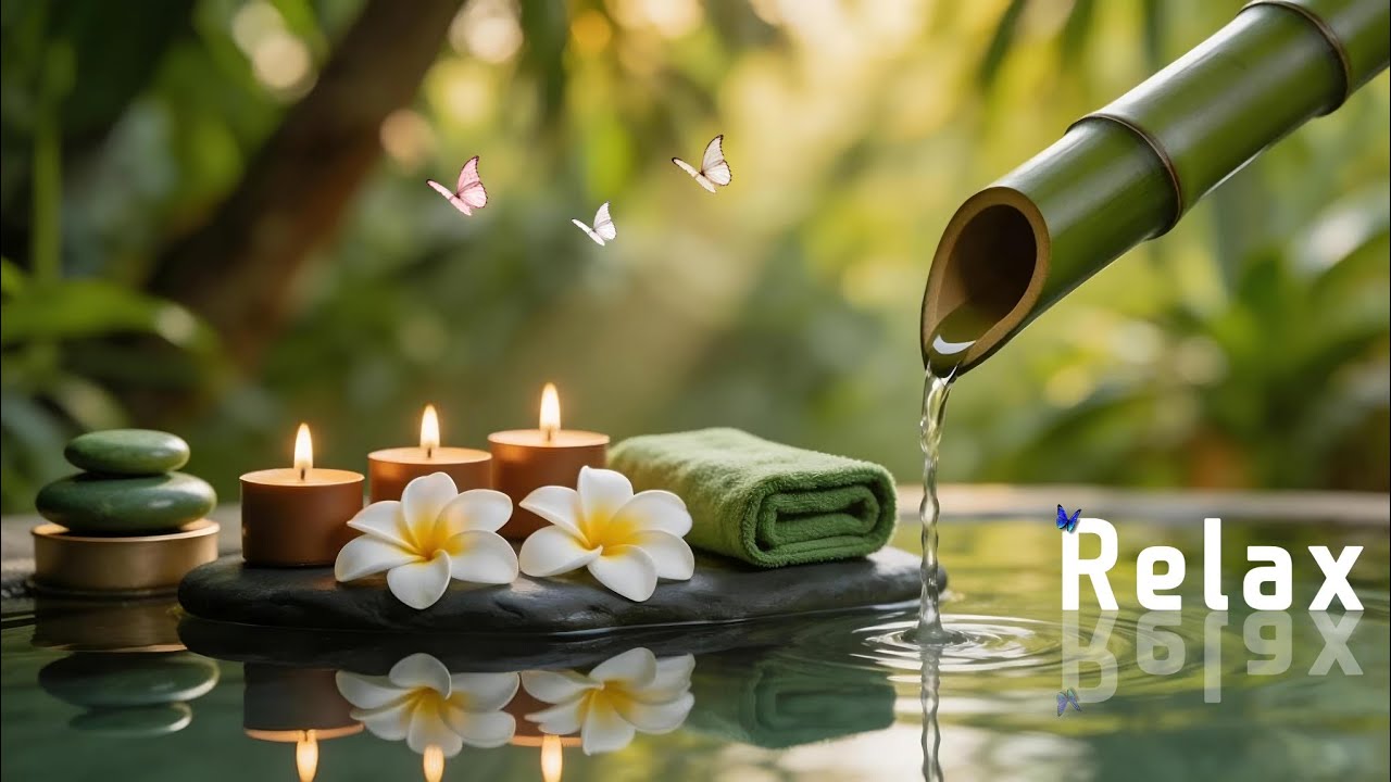 Relaxing Music + Bamboo Water Sounds 🌿 Ultimate Deep Sleep & Anxiety Relief Ambience - Nature Sounds