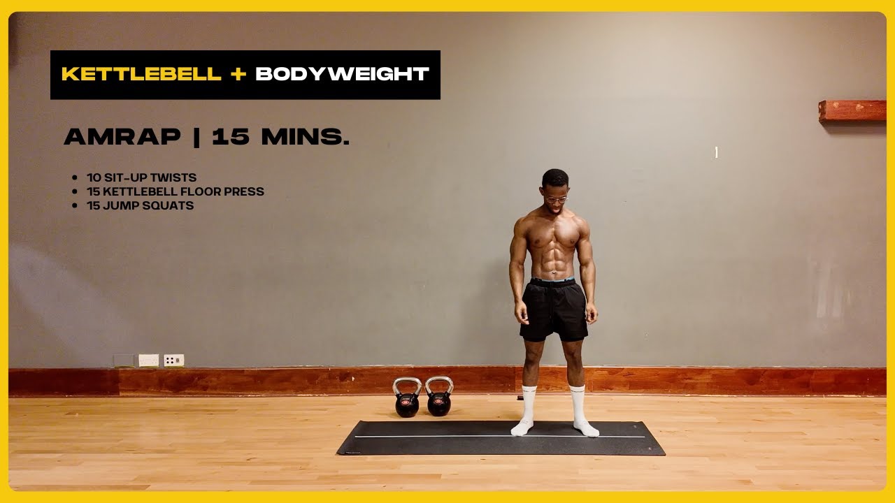 KETTLEBELL + BODYWEIGHT TRAINING — CORE & LOWER BODY | AMRAP 15 MINUTES.