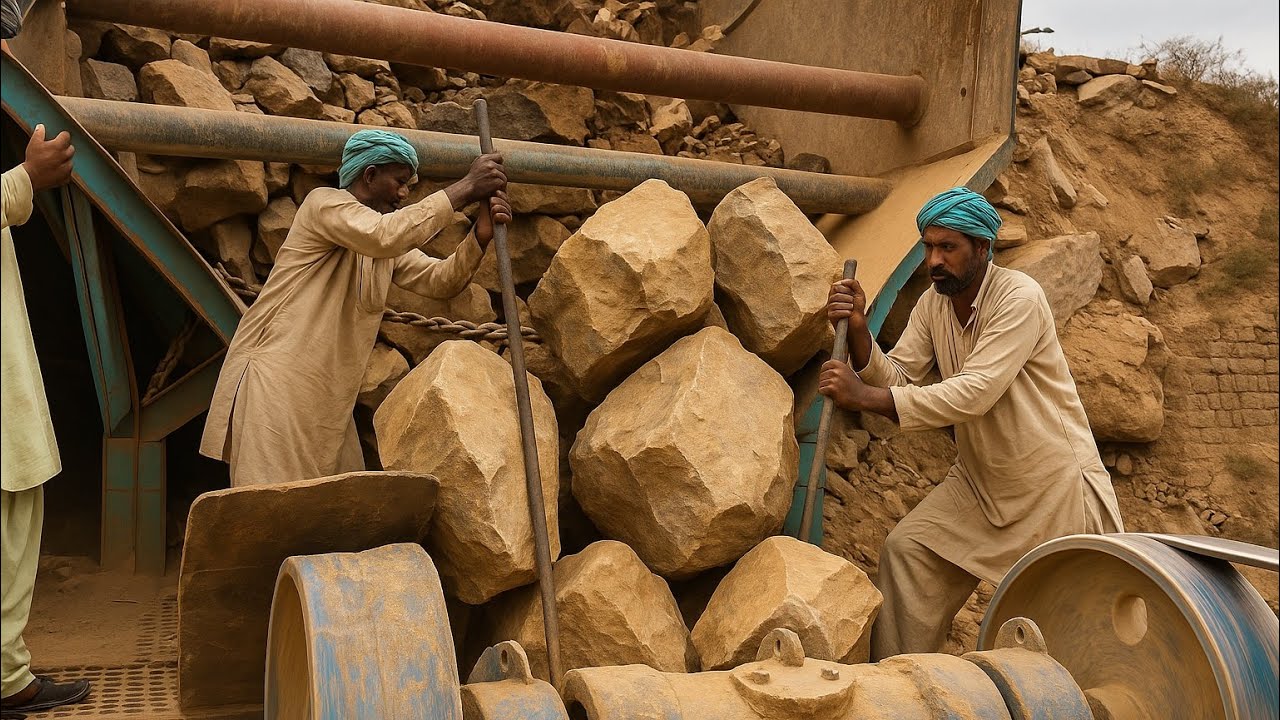 PLAYING with GIANT Rocks! ASMR Rock Quarry CRUSHING Operations - Primary Jaw Crusher in Action