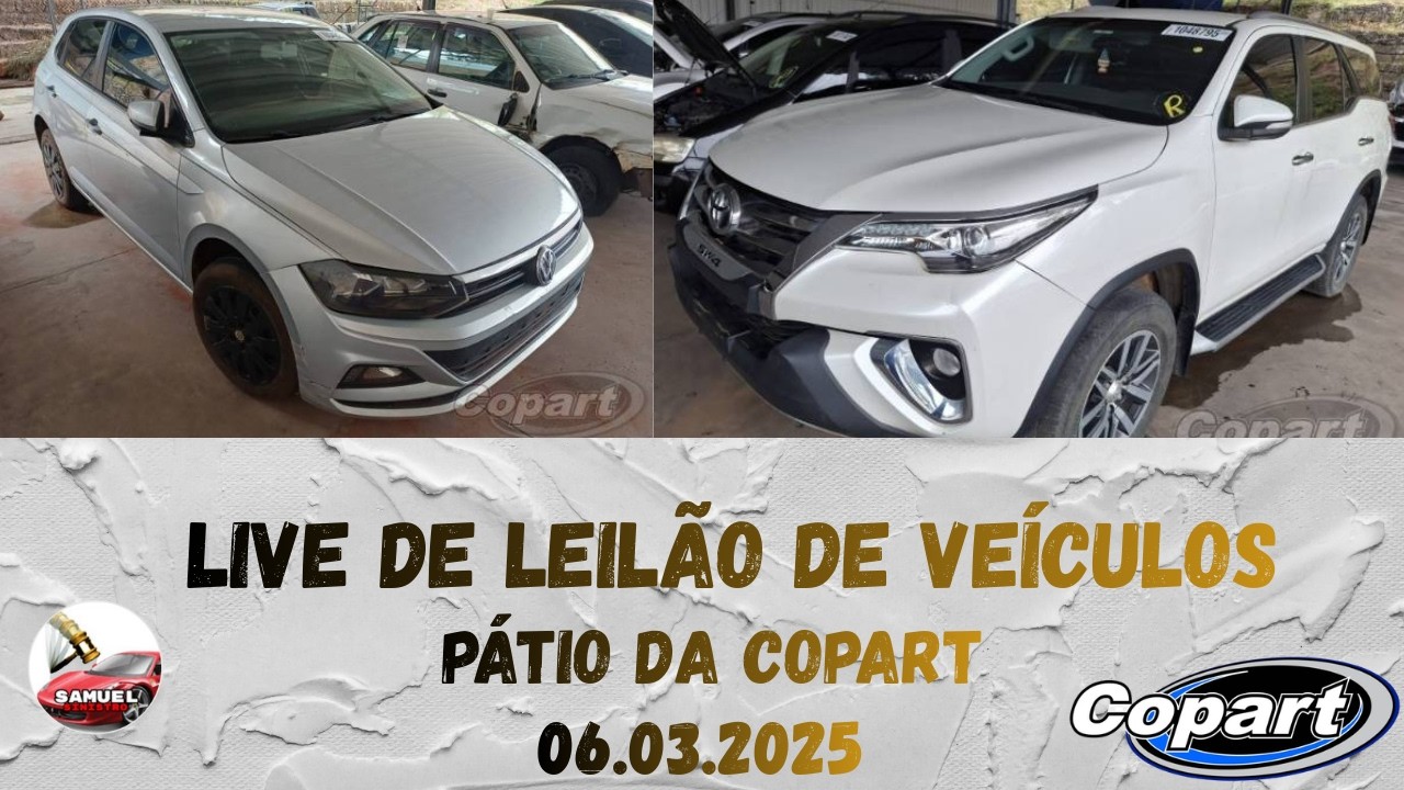 LIVE DE LEILÃO DE VEÍCULOS NO PÁTIO DA COPART DIA 06.03.2026