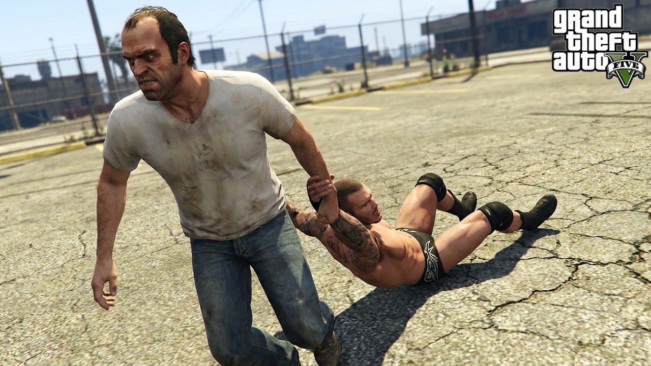 GTA 5 : WRESTLING LIKE IN WWE #8  (RKO, Spear, DDT etc…)
