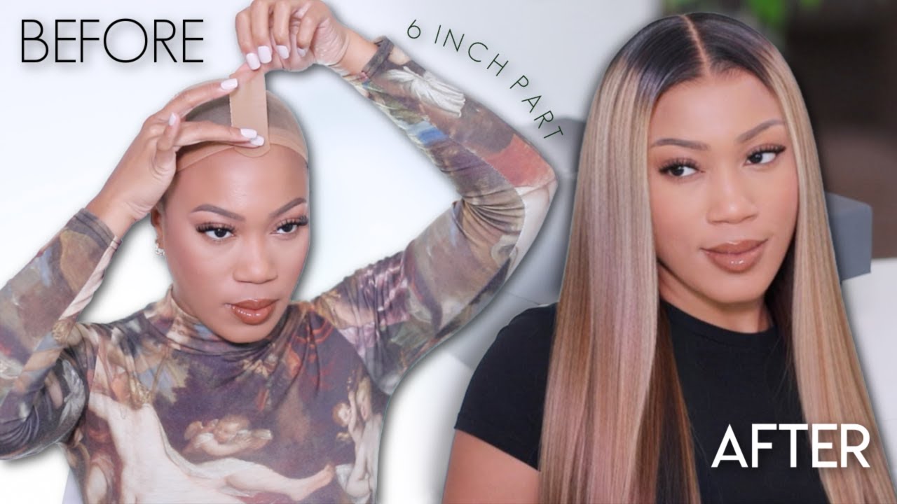 ASH BLONDE HIGHLIGHT WIG INSTALL | DARK BROWN ROOTS