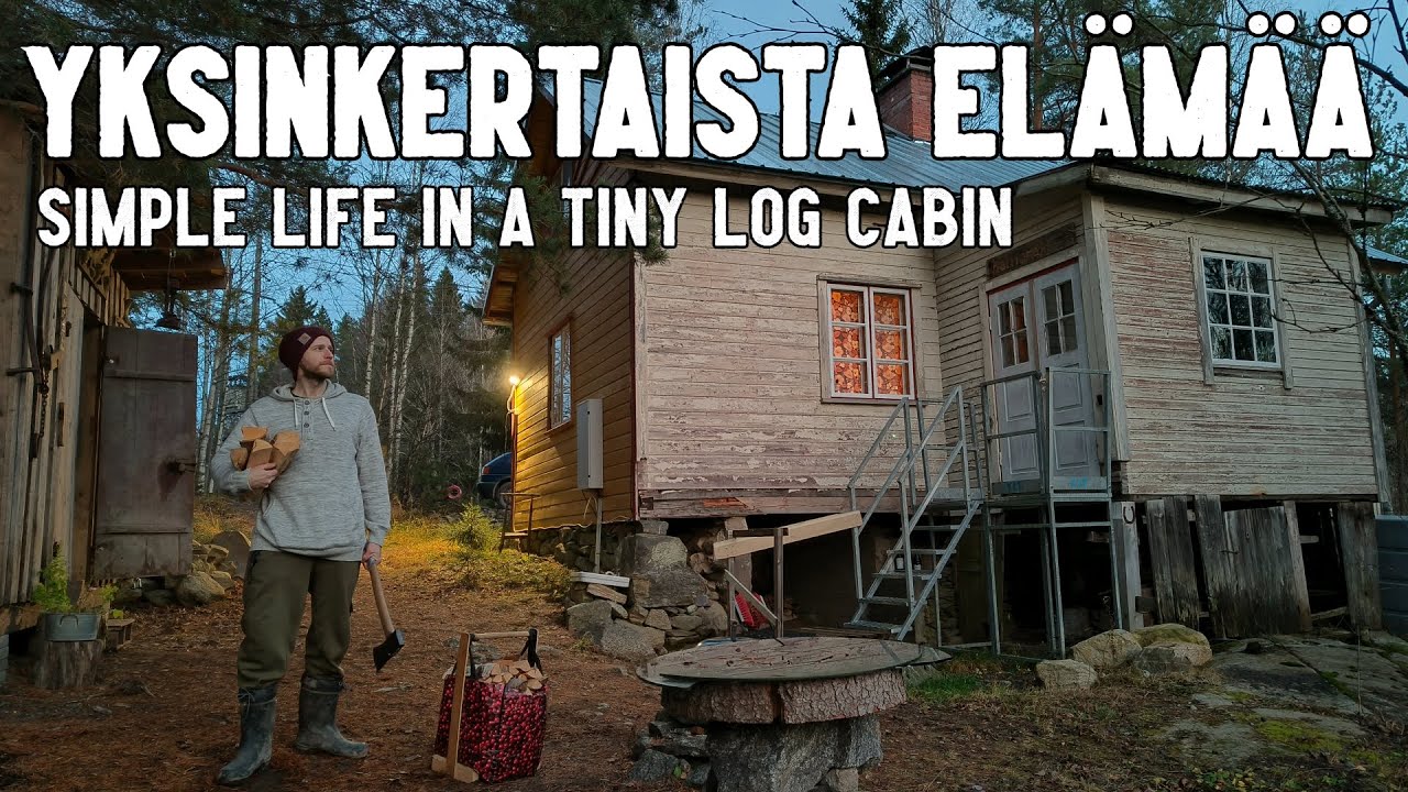 Yksinkertaista elämää pienessä hirsimökissä | Marraskuinen ilta..