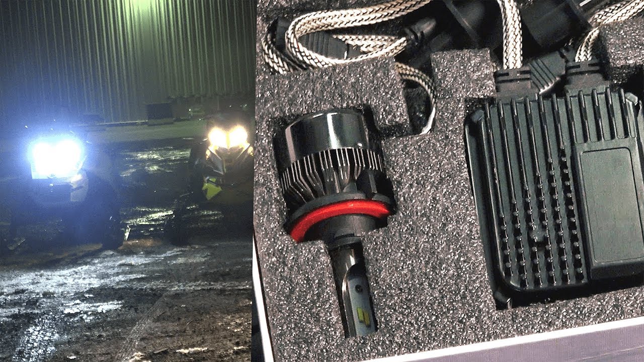 Canbus Pr 6000 LED Snowmobile Install & Compare to Stock Bulbs