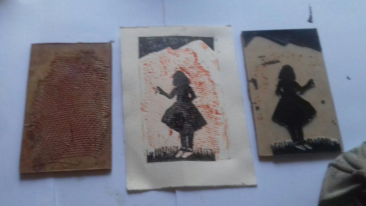 Grabado con mixografia y linoleo