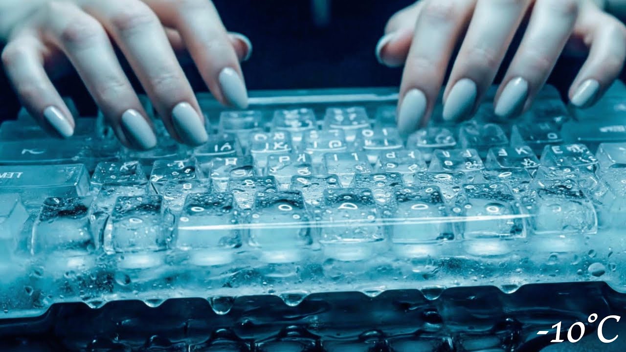 1 Hour Typing on FROZEN Ice Keyboard ❄️ (Crisp & Cold Sounds for Sleep)
