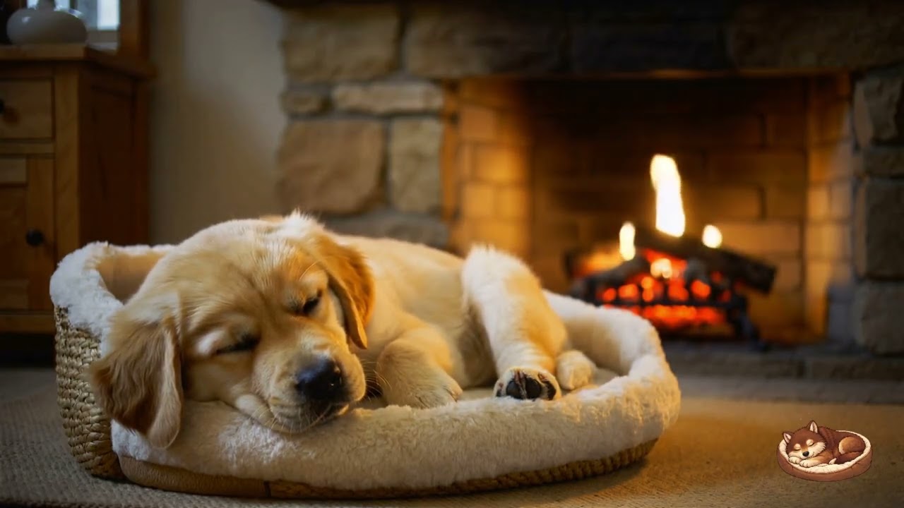 Crackling Fireplace and Music 🐶  | 8 Hours Calming Video for Dogs | Dog Anxiety Relief & Sleep Aid