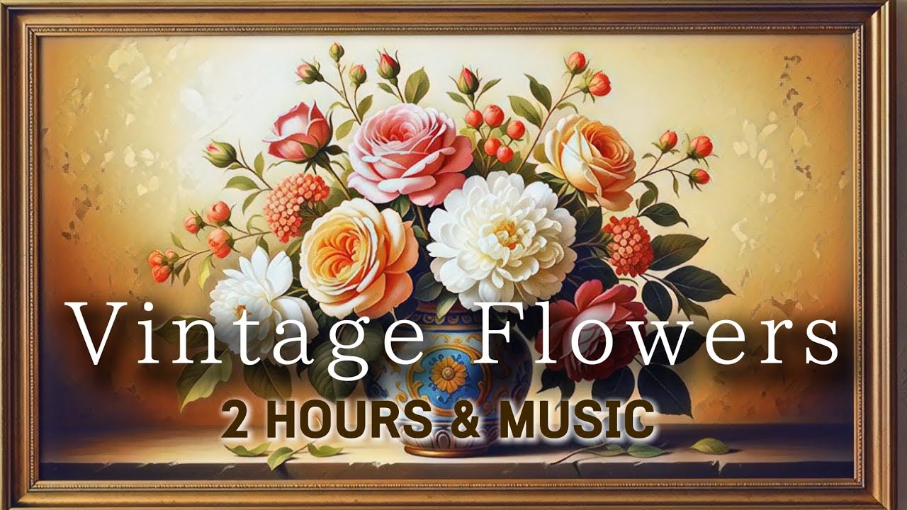 Vintage Floral Oil Painting for TV | 2 Hours music Art Wallpaper | Calm & Relaxing instrument.