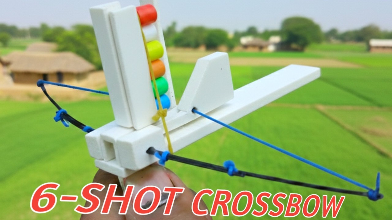 DIY 6-Shot Rapid Fire Crossbow!  Non-Stop Shooting Invention!