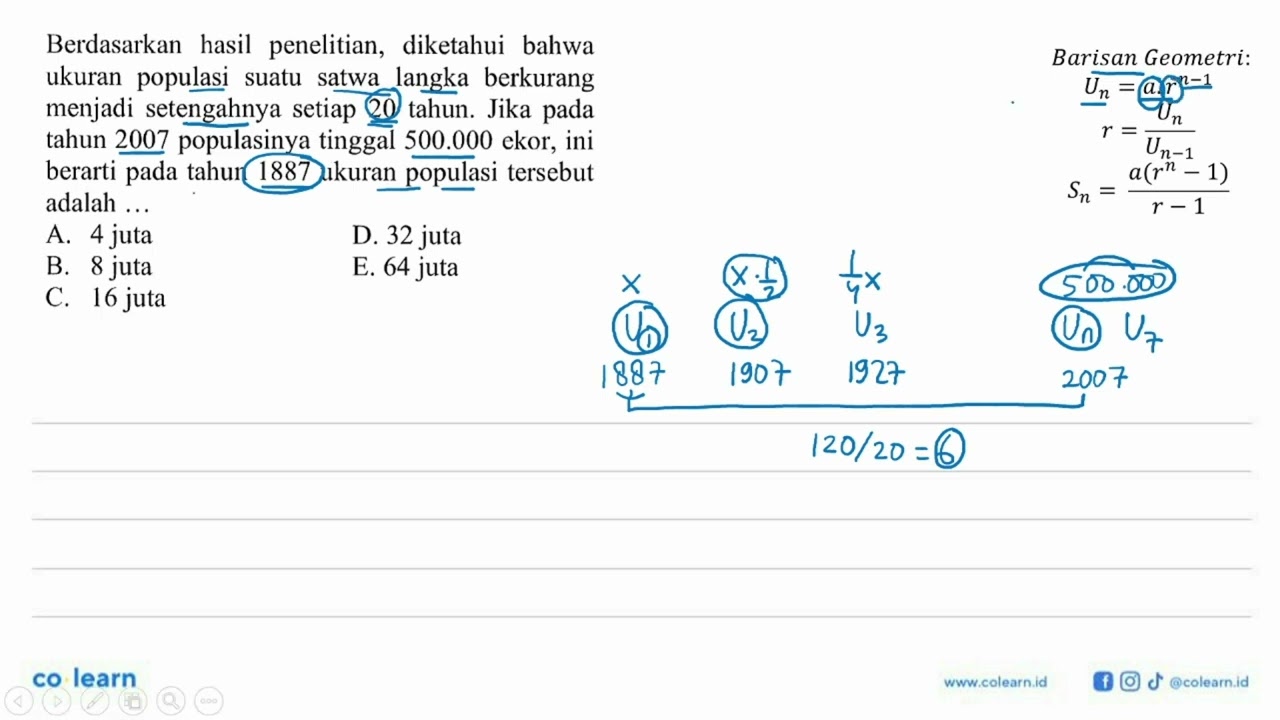 Berdasarkan hasil penelitian, diketahui bahwa ukuran populasi suatu satwa langka berkurang menjad...