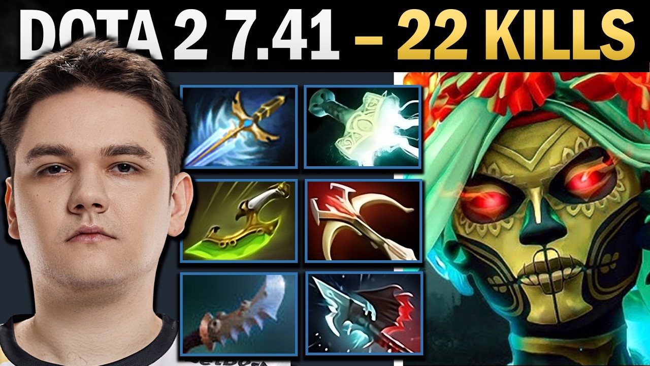 Muerta Dota 2 7.41 with 22 Kills and Mjolnir - Dota 2 Gameplay
