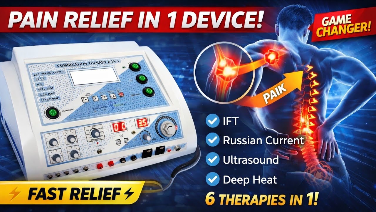 MediLifeCare System 6 in 1 IFT Tens ms Ultrasonic Deep Heat Combo with 4 Channel Tens use in Physio