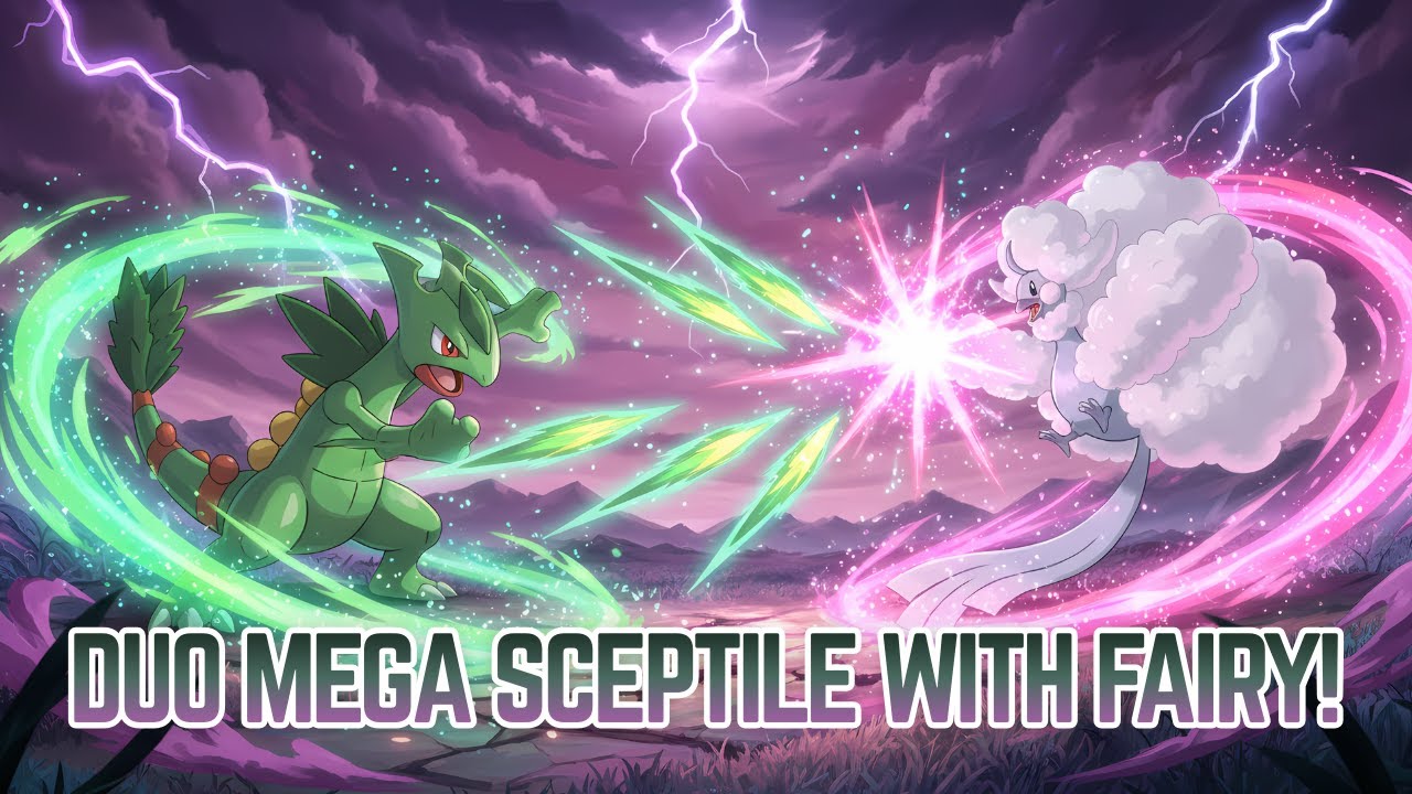 DUO! Mega Sceptile CHARMED by Mega Altaria Fairy Power!