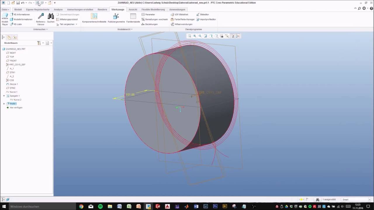 Creo Parametrics 3.0 tutorial deutsch - Zahnrad erstellen