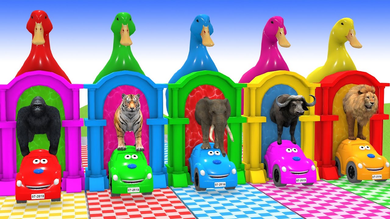 Long Slide Game With Cow Elephant Gorilla Hippopotamus Tiger 3d Animal Game Funny 3d Animals