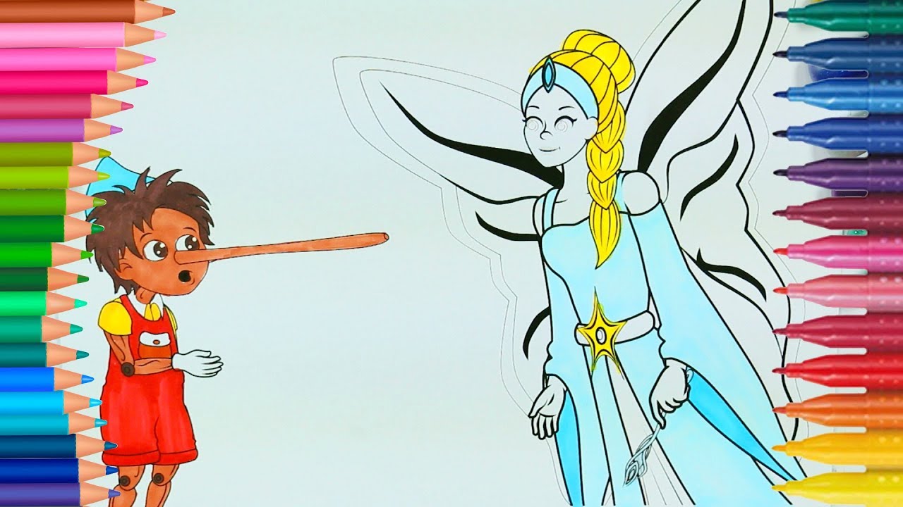 Impara i Colori con Pinocchio 🤓Pagine di Colorazione Divertenti per i Bambini