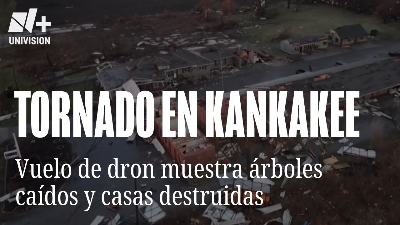 Tornado deja árboles arrancados y techos destruidos en Kankakee, Illinois