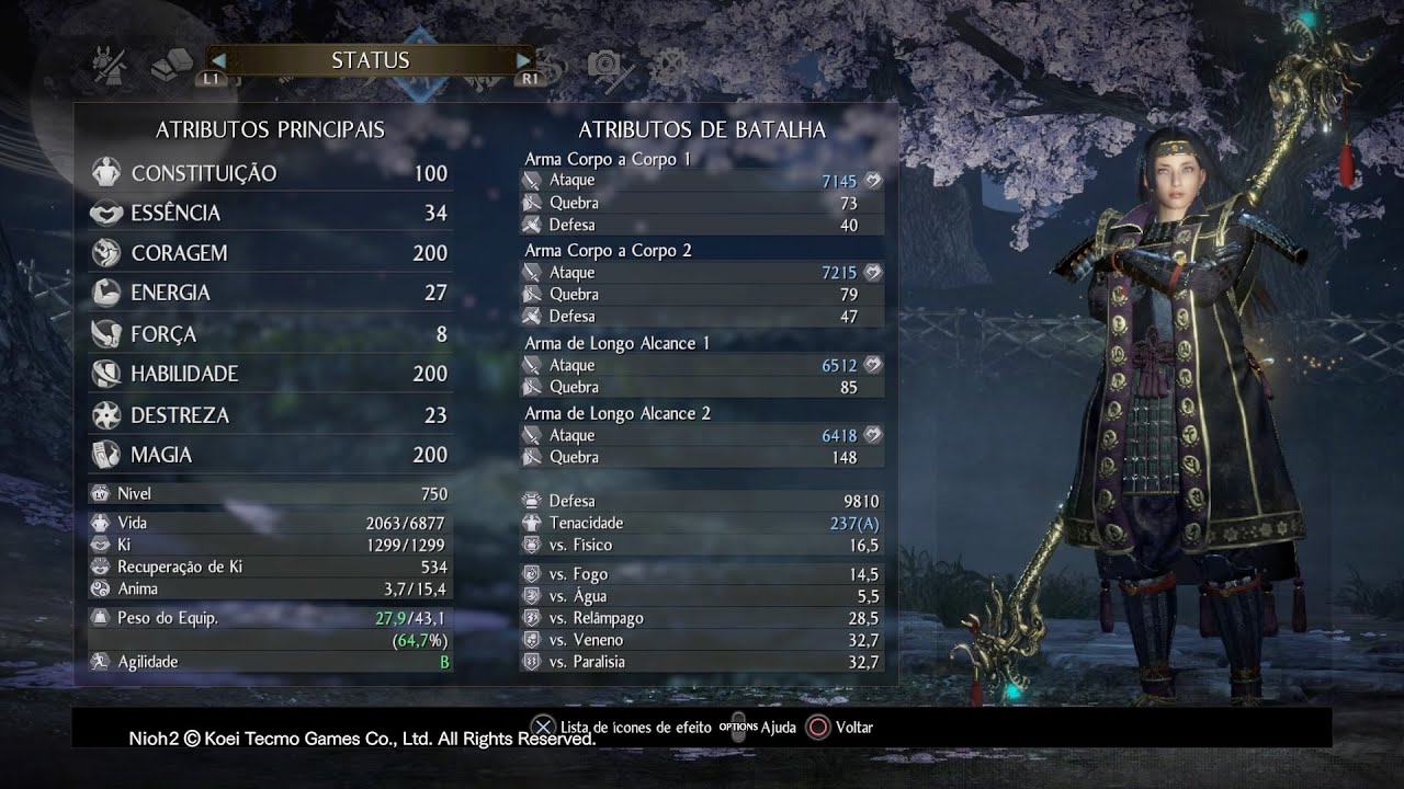 Nioh 2 - Build do Mago de Batalha - Guerreiro Onmyo + Omoikane - Build detalhada - LEIA A DESCRIÇÃO