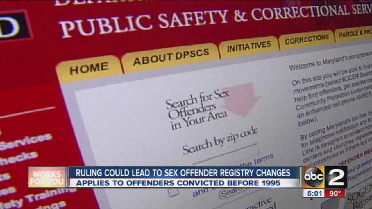 1,500 names could be removed from the Maryland Sex Offender Registry