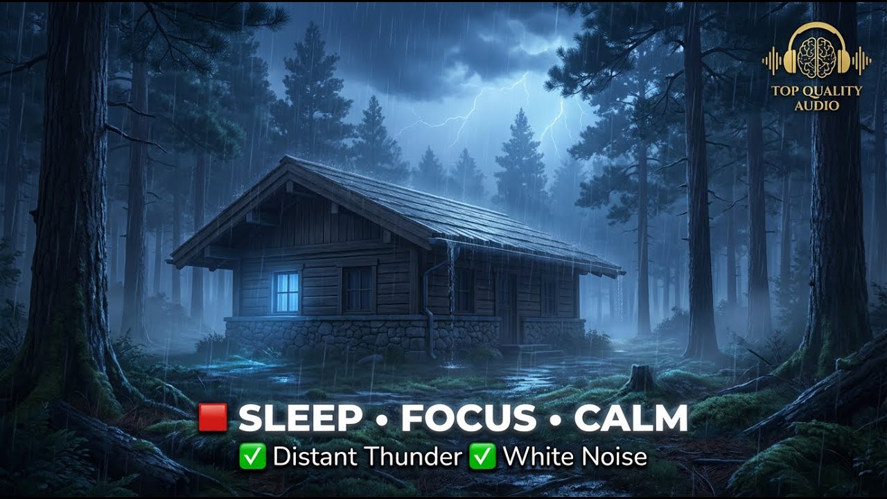 🔴 Rain Sounds for Sleeping with Distant Thunder, 3 hours Rain Sounds White Noise Relax Focus