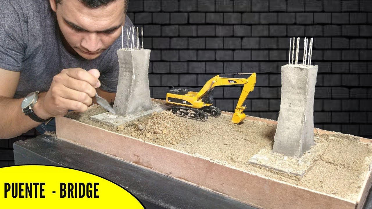 🚧 Mini Construcción De Puente En Concreto - cement bridge Construction model ( 1 parte )