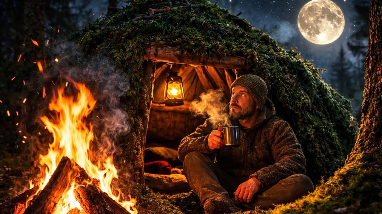 Secret Bushcraft Shelter Deep in the Wilderness | Solo Overnight Survival