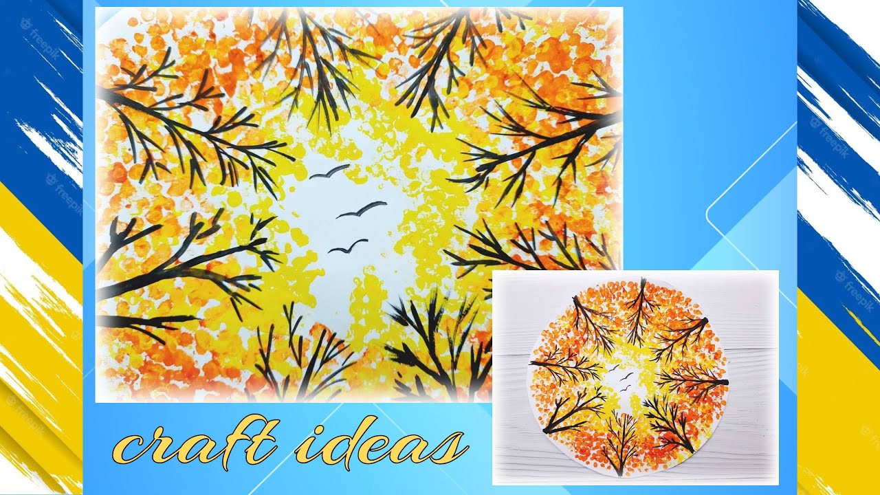 Пейзаж ЗОЛОТА ОСІНЬ 🍁 Нетрадиційне  малювання 🖌️