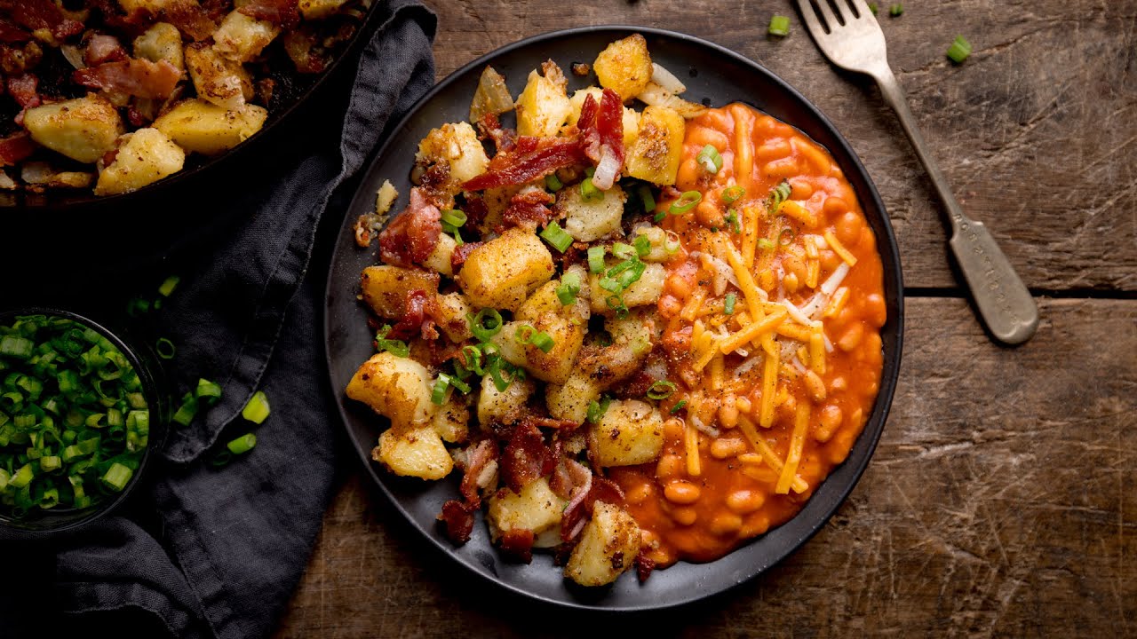 Easy Comfort Food: Potatoes, Bacon, and Cheesy Beans!