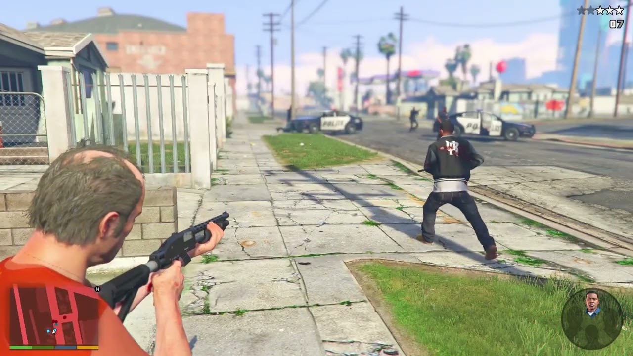 اطلاق نار أسطوري والهروب من الشرطة بصعوبة في GTA 5 😱