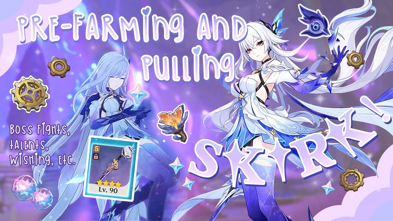 ♡₊˚ 🦢 Pre-farming and wishing for Skirk! Cute genshin gameplay ˖.‎♡‧₊˚
