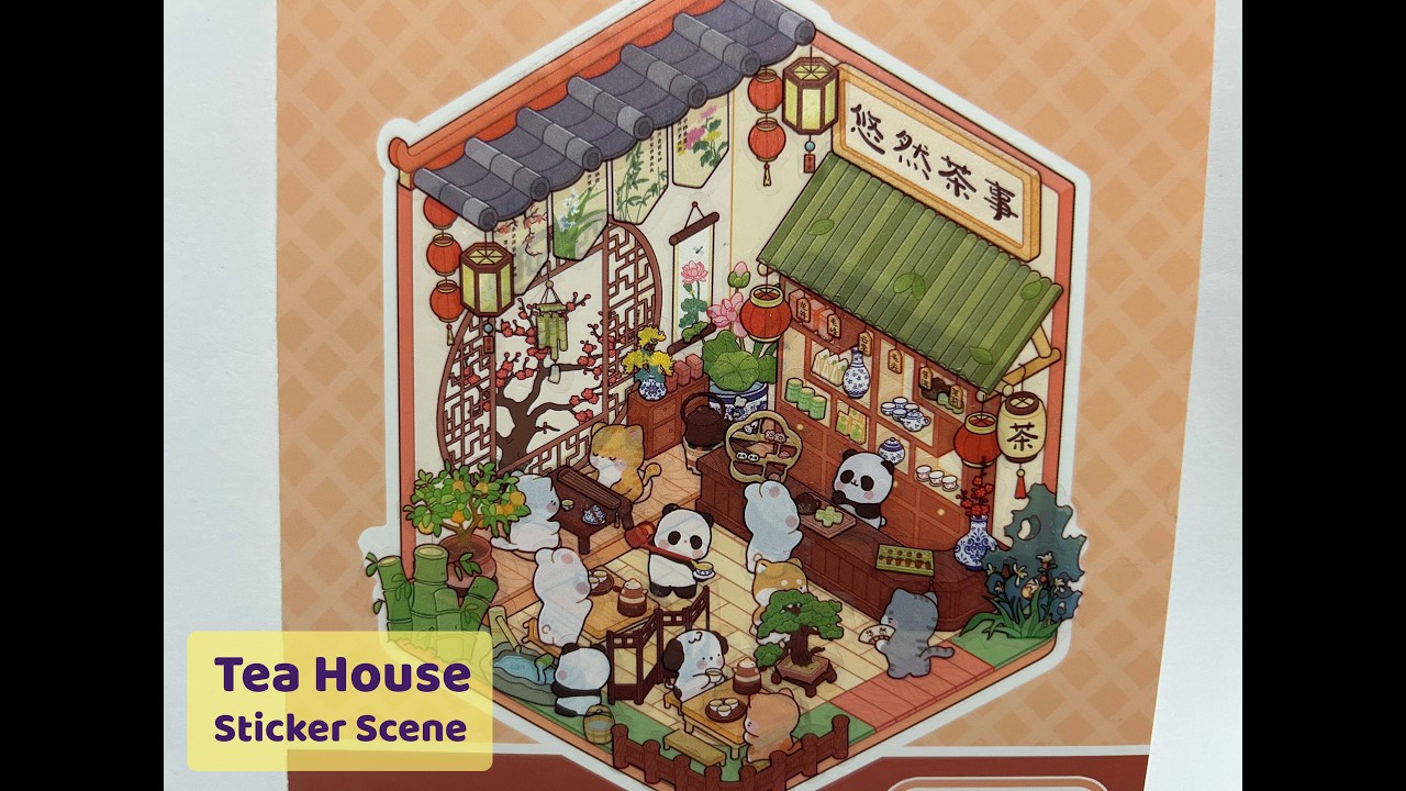 ASMR Mini Sticker Scene | Decorating a Cute Tea House