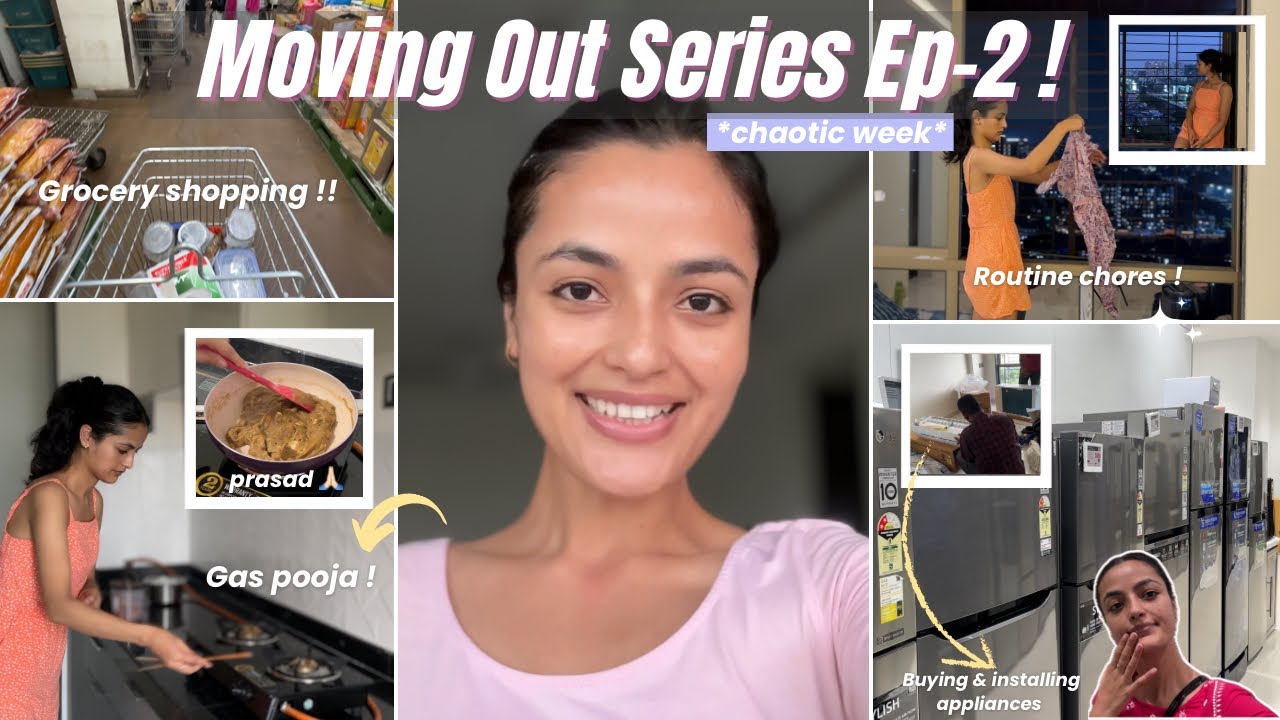 MOVING OUT SERIES ep2 🏠*chaotic* week : grocery shopping, installing appliances, gas pooja & more!!