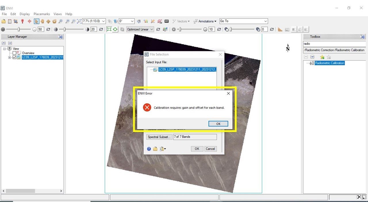 calibration requires gain and offset for each band error in envi | مشاكل وحلول في برامج Gis & Rs