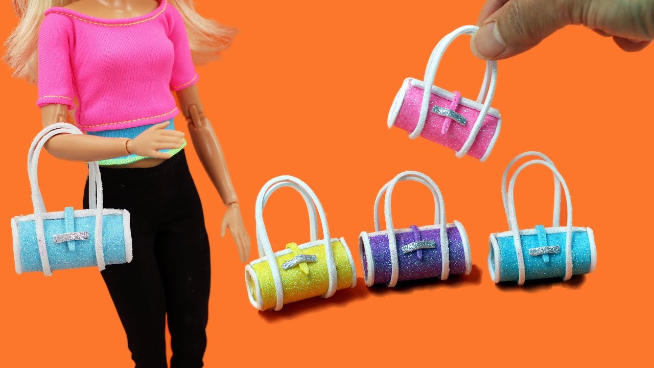 How to Make Mini Handbag for Barbie Dolls 👛Barbie Style EASY😍Miniature Purse Toturial