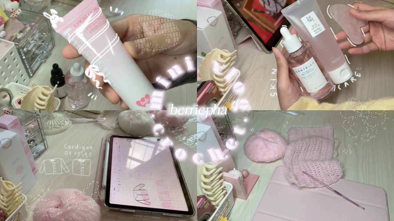 mini vlog ⋆˚౨ৎ ⋆.˚ || crochet project , unboxing skincare , little sketch ||