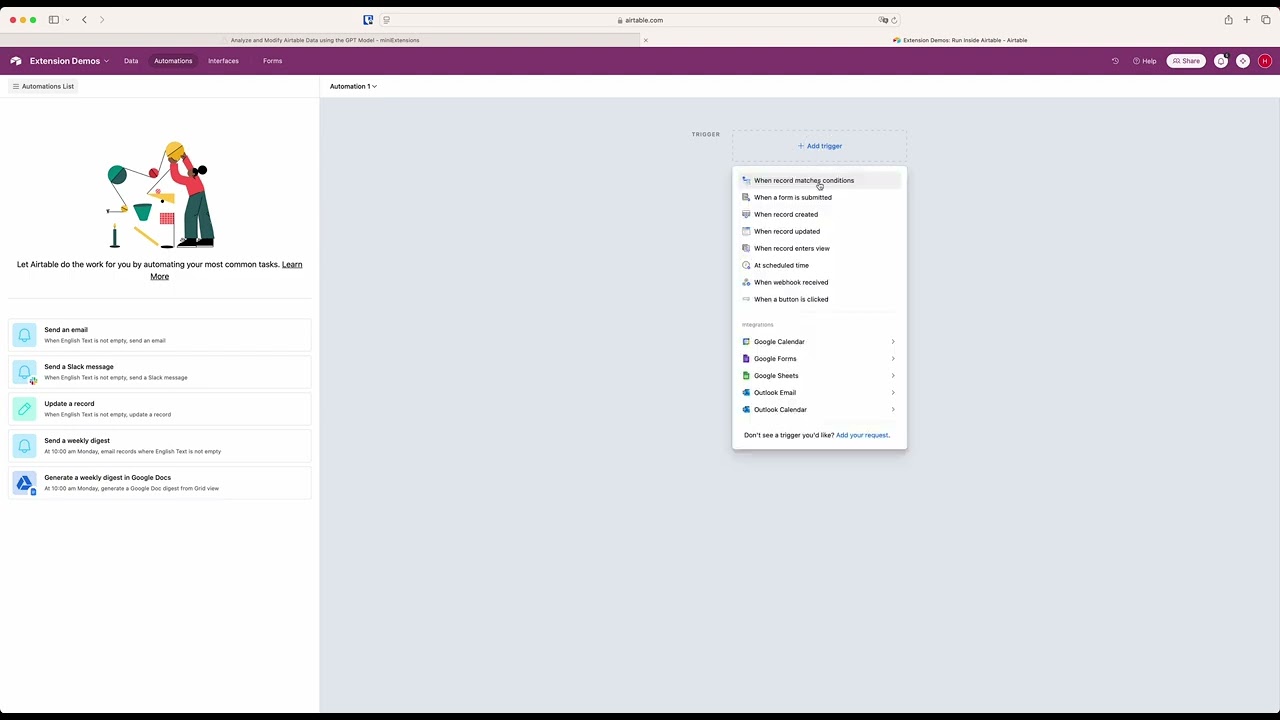 Run miniExtensions Automations from within Airtable