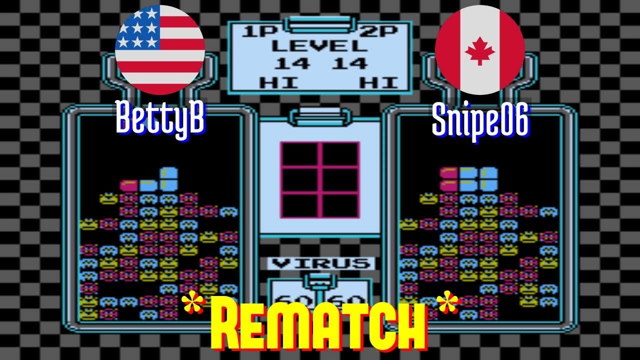 FT2 @nes_drmario: BettyB (US) vs Snipe06 (CA) [Dr. Mario NES Fightcade] Jan 19