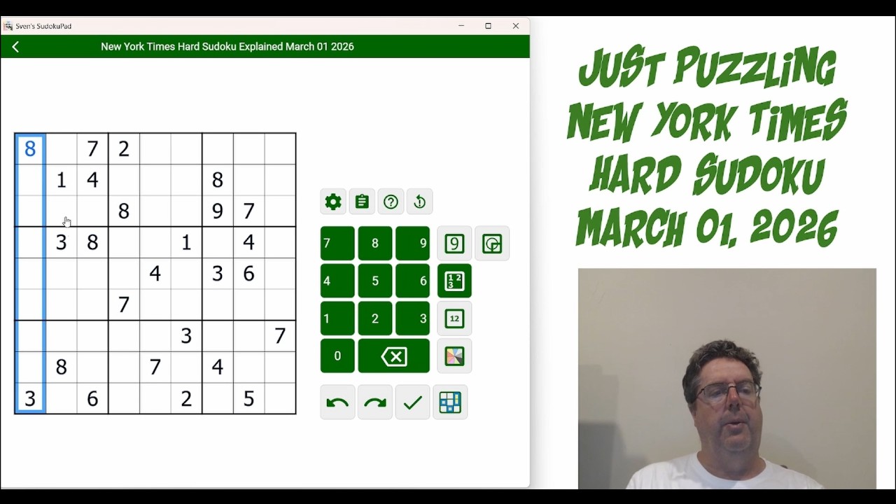 New York Times Hard Sudoku March 01 2026