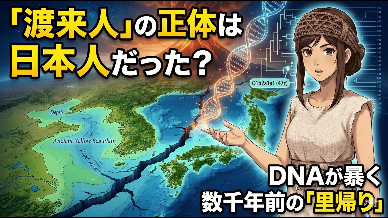 日本列島3系統の謎！弥生人は&ldquo;里帰りした日本人&rdquo;だったのか？ハプロO1b2の系統樹が明かす衝撃の逆・渡来ルート。最新ゲノム「縄文DNA」解析と鬼界アカホヤ噴火から読み解く日本人のルーツ【ゆっくり解説】