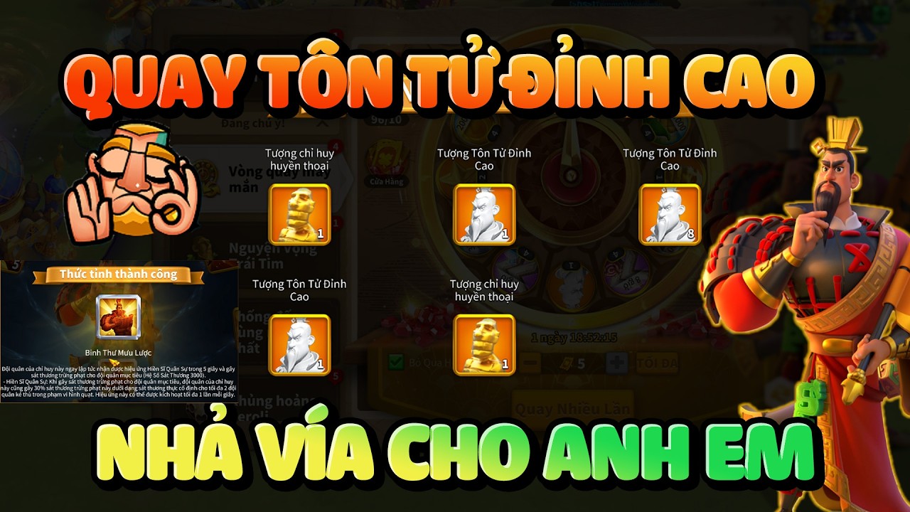 100 Vòng Quay Tôn Tử Đỉnh Cao & Max Skill Vị Tướng Bộ Binh Khỏe Nhất Hiện Tại Rise of Kingdoms