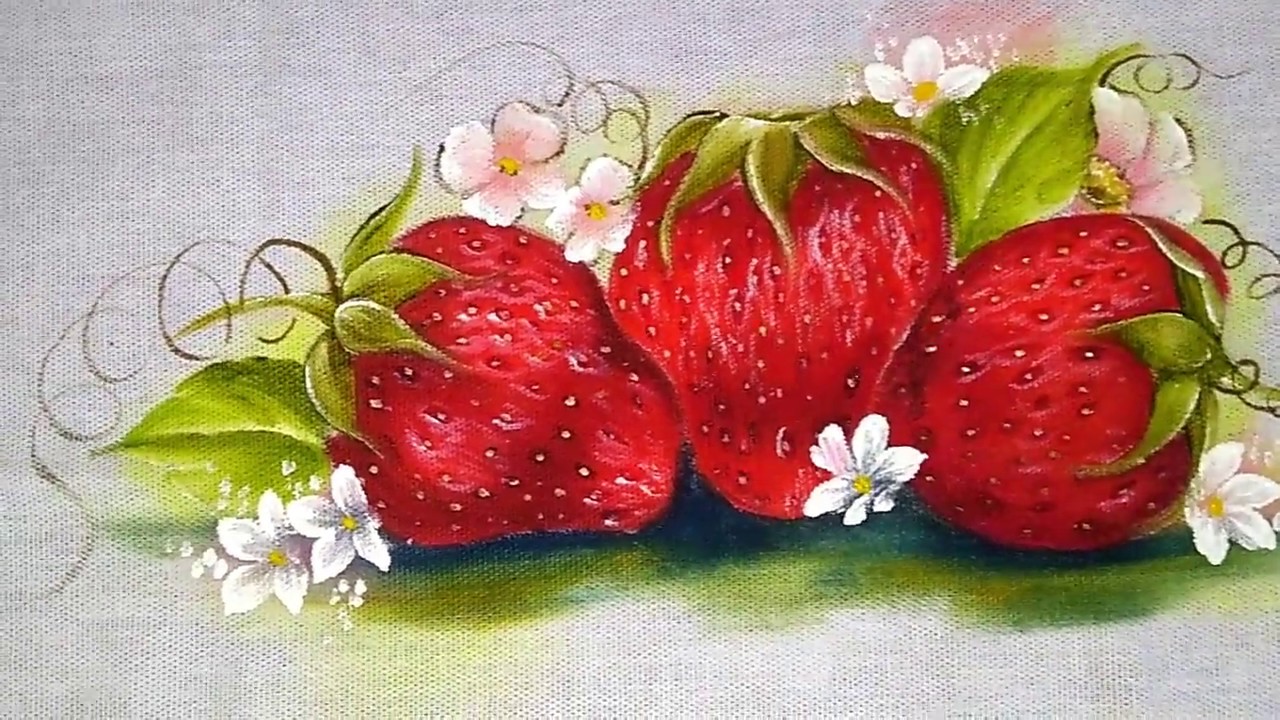 Pintura em tecido morangos.#dicas e truques