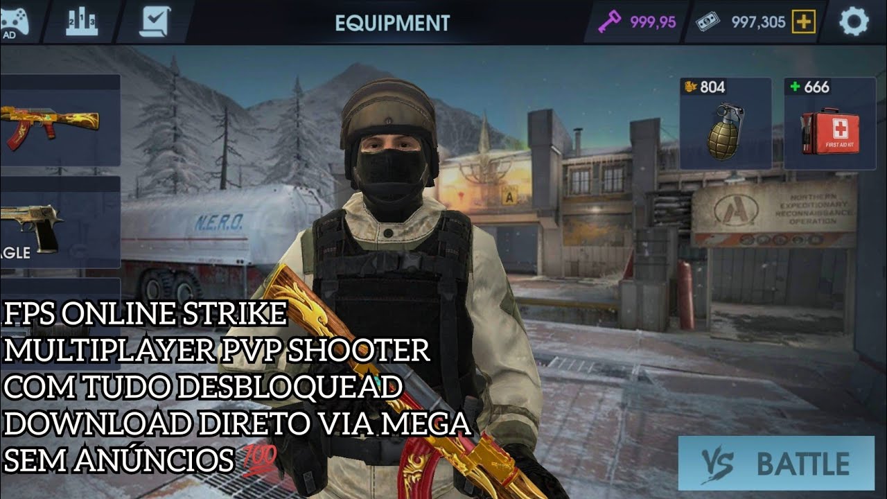 FPS ON-LINE STRIKE MULTIPLAYER  PVP SHOOTER COM DINHE E CHAVS INF GAMEPLAY