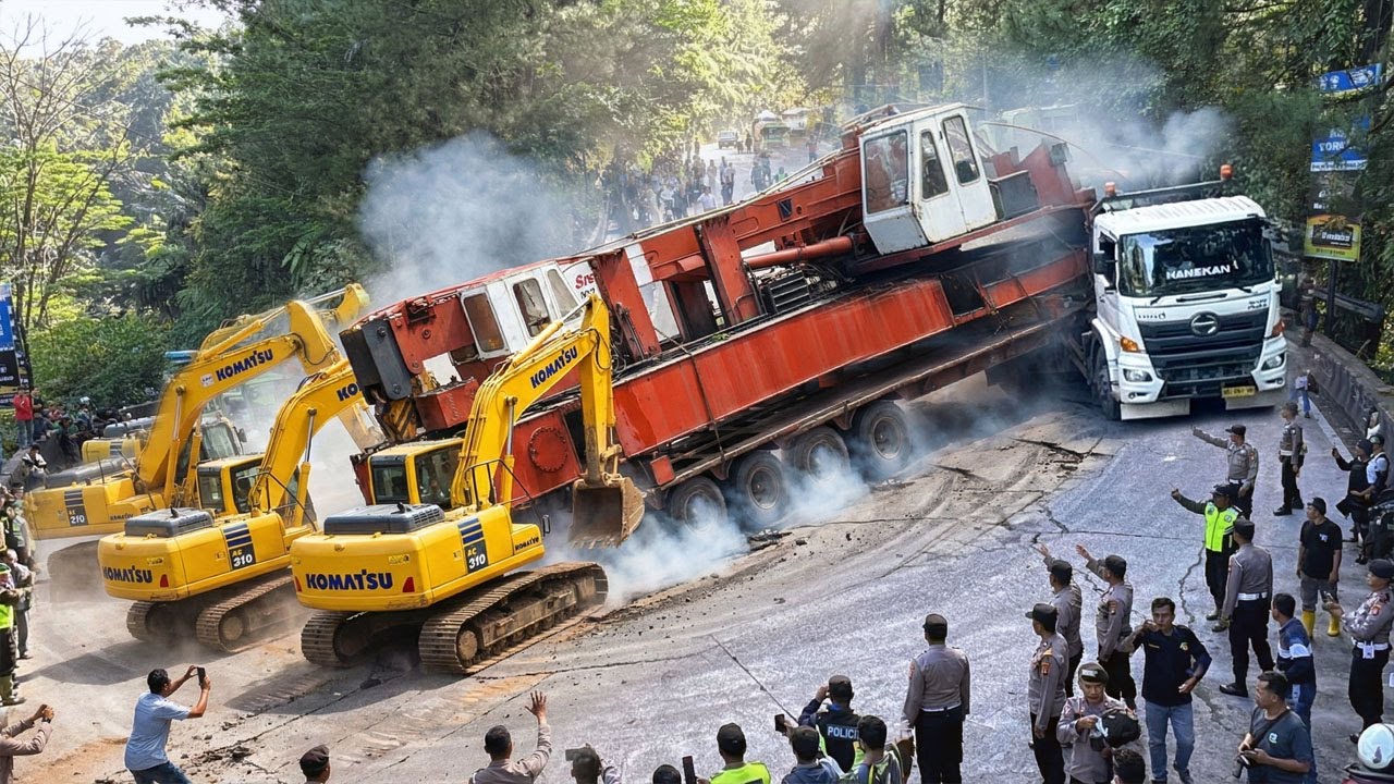 MENIT MENIT DRAMATIS !!! Penyelamatan Truk Hino Muatan 70 Ton Nyaris Tumbang di Sitinjau Lauik