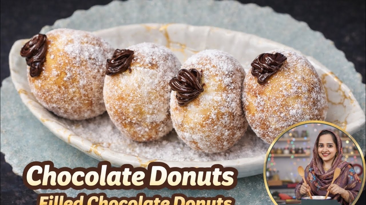 🥯🍩Aaj Maine pahli bar banai chocolate dounuts🍩 chocolate field doughnut recipe 😋🍩🍩