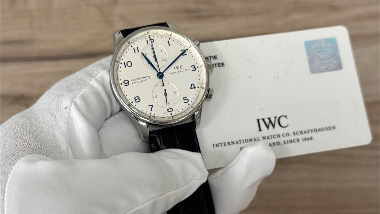 IWC IWIW371446 Automatic Chronograph watch with white dial and blue hands