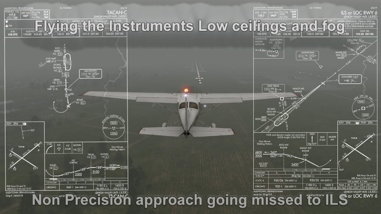 X Plane 12 IFR. Flying the instruments. Low clouds and fog.