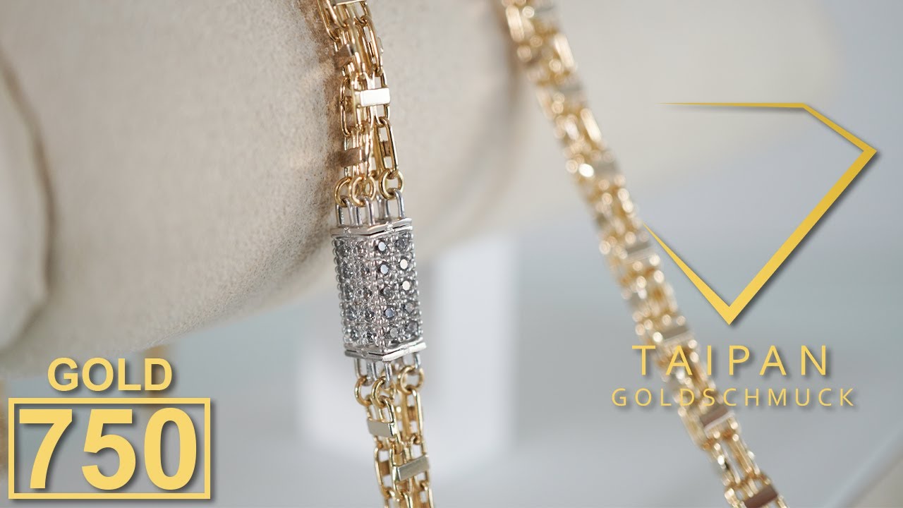 Taipan 18K 750 Gold Iced Out💎 K&auml;figkette 73cm 4,3-5,5mm