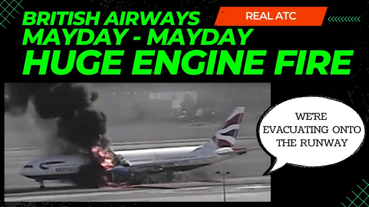 Huge Fire on British Airways Plane at Las Vegas Airport - Passengers Evacuated onto Runway ATC Audio