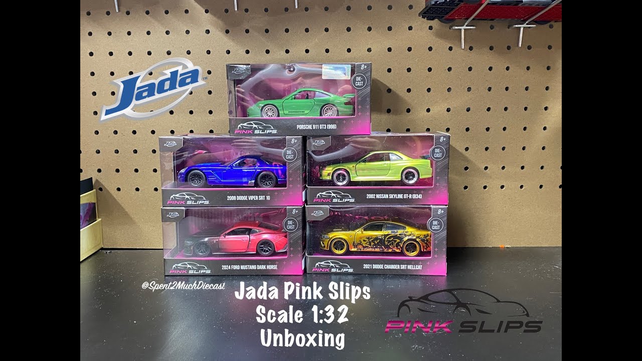 2024 Pink Slips Jada 1/32  Skyline R34 Charger Porsche 911 Viper SRT Dark Horse Diecast Unboxing NEW