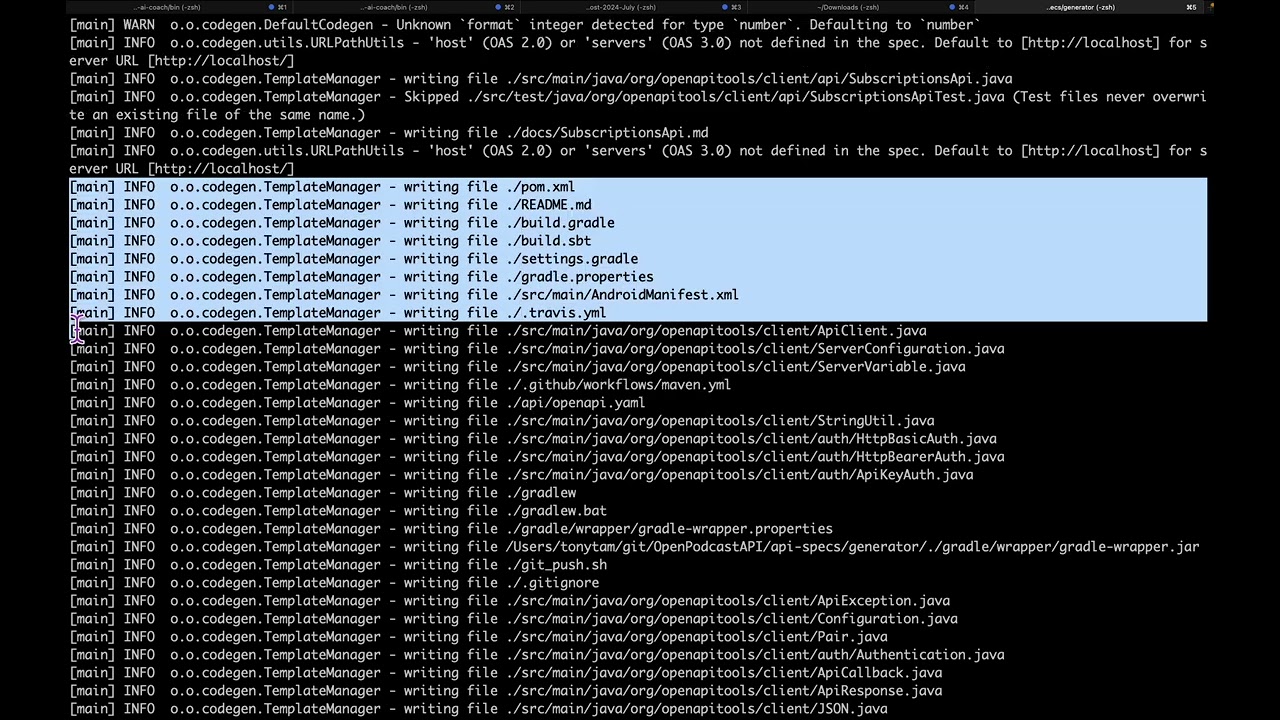 openapi generator java openpodcast api